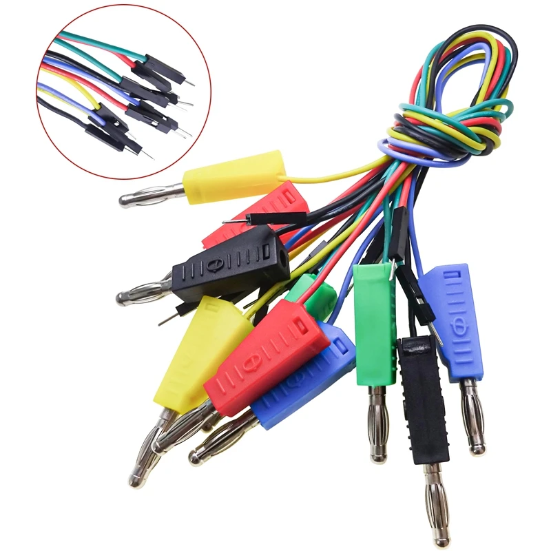 P1530 P1532 10PC Jumper Wires Male to 4mm Stackable Banana Plug Silicone Dupont Cable Electronic DIY Kit for Arduino Breadboard