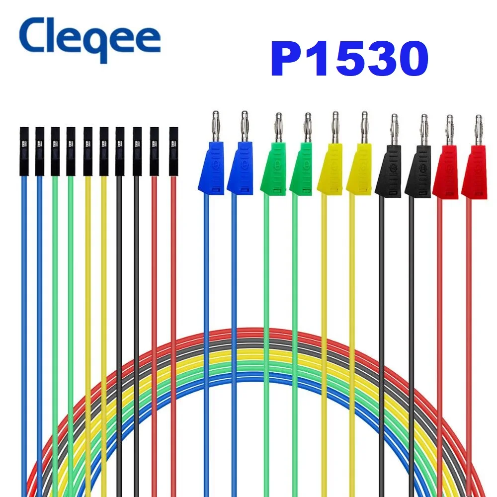 P1530 P1532 10PC Jumper Wires Male to 4mm Stackable Banana Plug Silicone Dupont Cable Electronic DIY Kit for Arduino Breadboard
