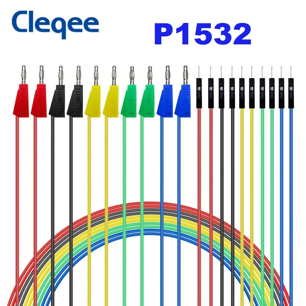 P1530 P1532 10PC Jumper Wires Male to 4mm Stackable Banana Plug Silicone Dupont Cable Electronic DIY Kit for Arduino Breadboard