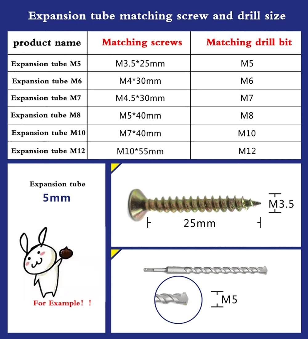 200pcs Plastic Expansion Pipe M6*30mm M8*40mm Rubber Plug Plastic Pipe Nylon Column Expansion Screw Anchor Plug Wall Plugs