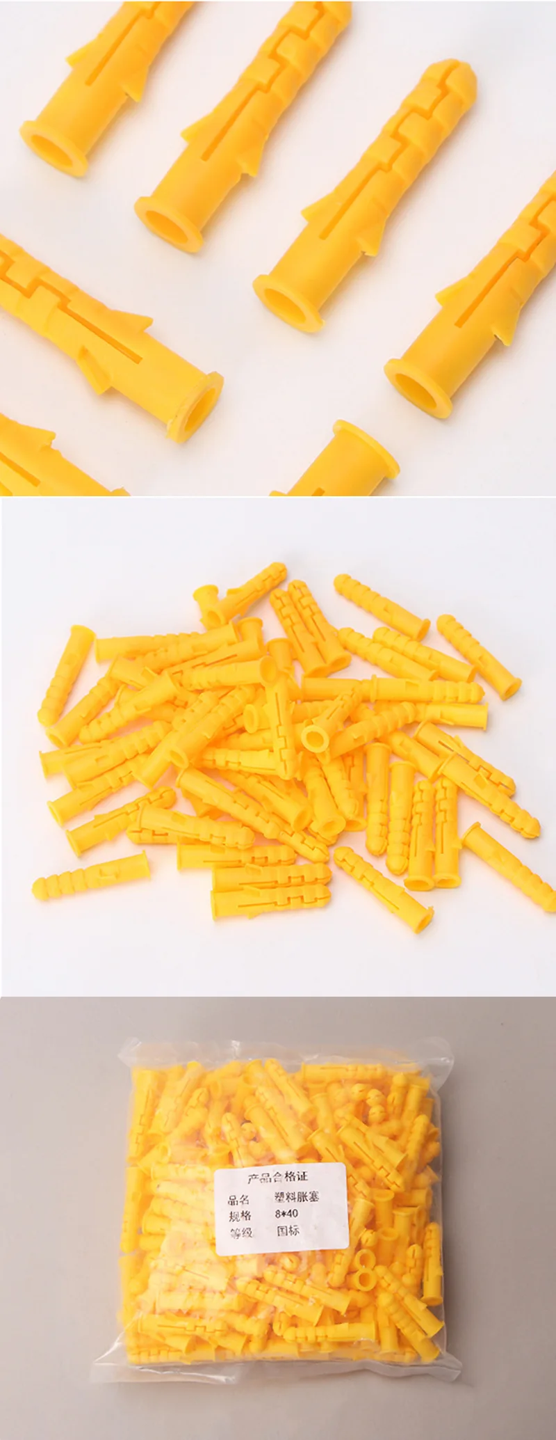 200pcs Plastic Expansion Pipe M6*30mm M8*40mm Rubber Plug Plastic Pipe Nylon Column Expansion Screw Anchor Plug Wall Plugs