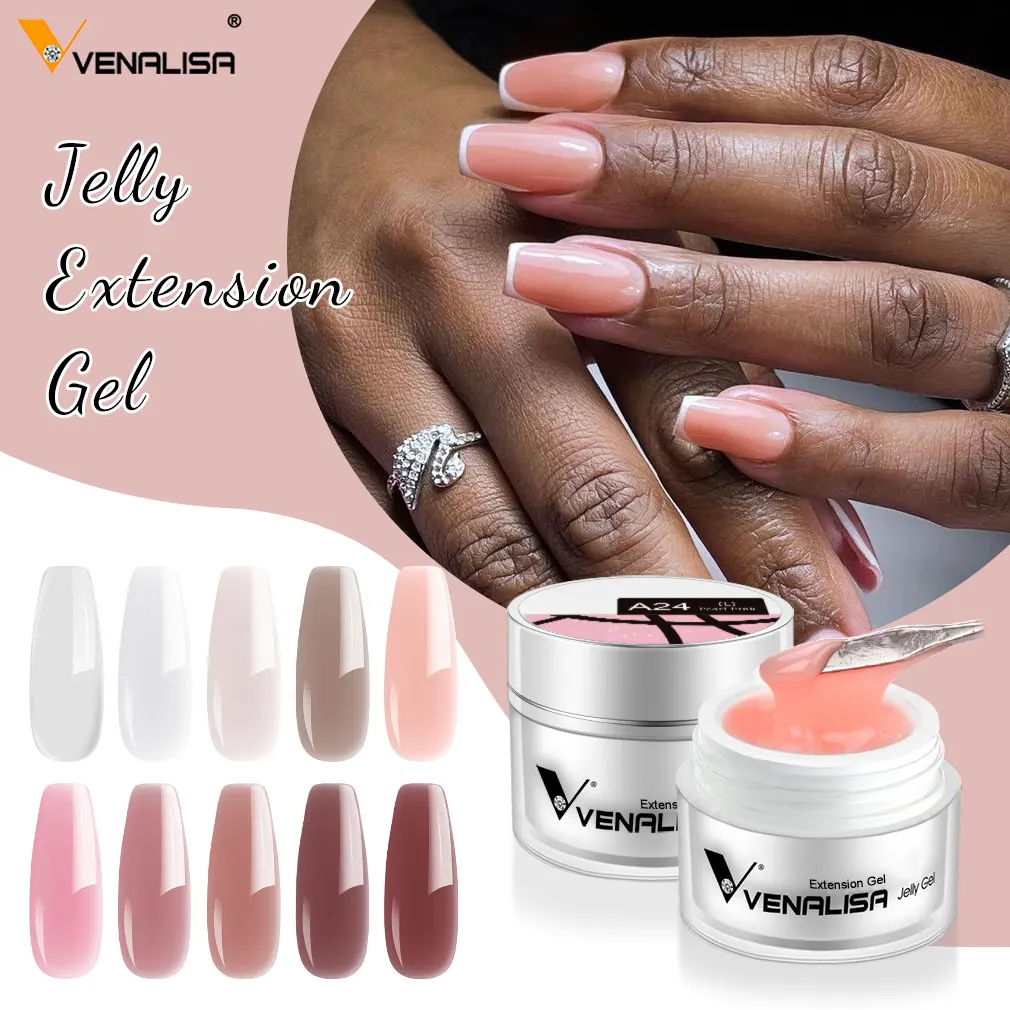 VENALISA Jelly Gel 50ml Pink Nude Collection Not Burning Hard Gel Soak Off UV LED Soft Extension Builder Nail Gel Nail Manicure