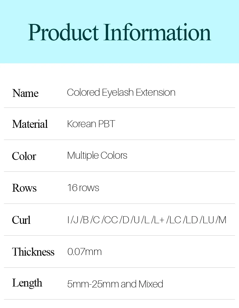 H&L New C/D/CC Curl 0.07 mm Mix Length False Lashes Eyelash Individual Colored Lashes Faux Eyelash Extensions