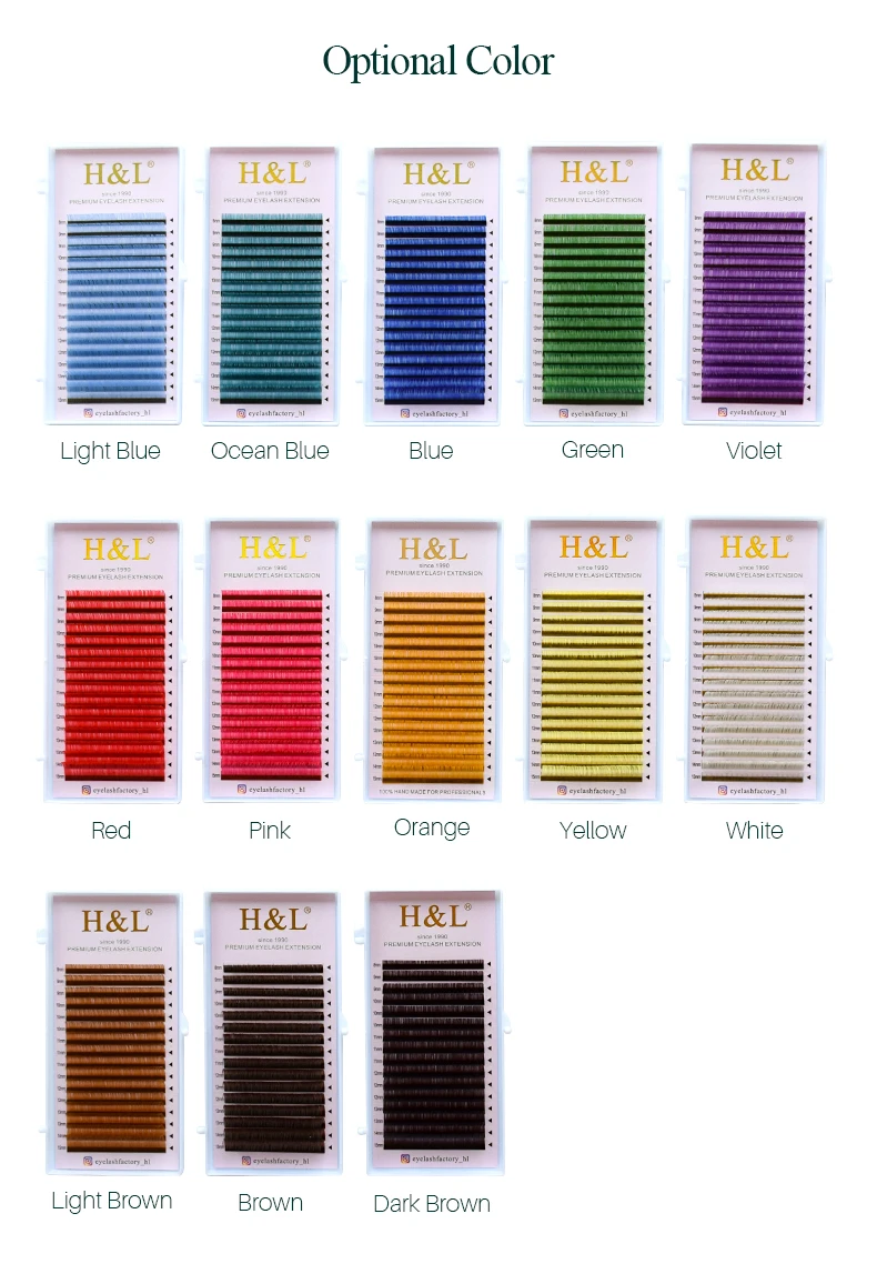 H&L New C/D/CC Curl 0.07 mm Mix Length False Lashes Eyelash Individual Colored Lashes Faux Eyelash Extensions