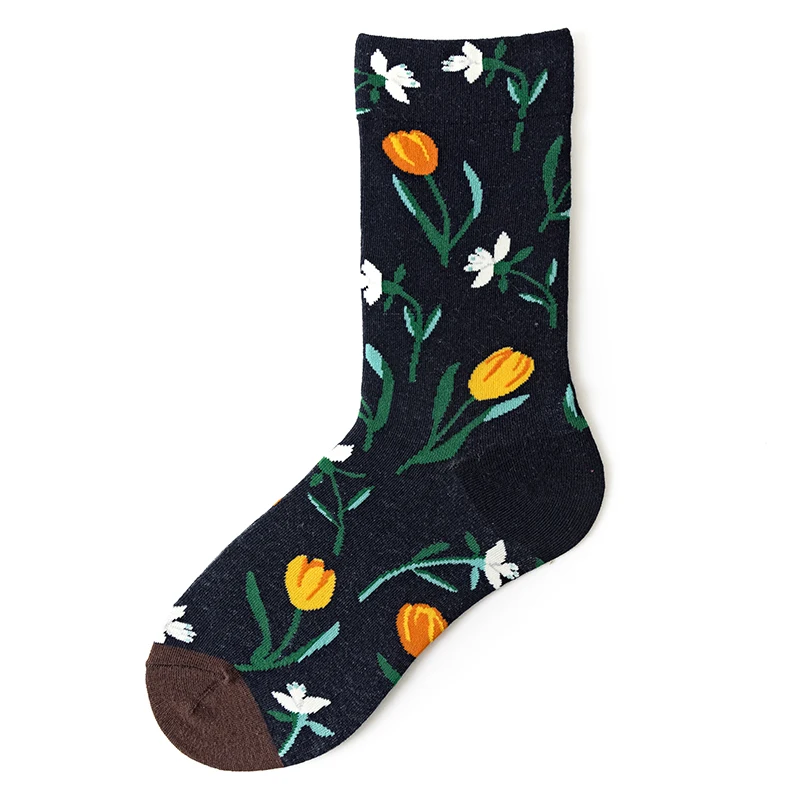 Qisin 1Pairs Women Sock Cartoon Print Creative Fashion Personalized Novelty Men Women Socks Winter Warm Comfortable Cotton Socks