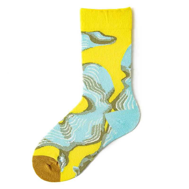 Qisin 1Pairs Women Sock Cartoon Print Creative Fashion Personalized Novelty Men Women Socks Winter Warm Comfortable Cotton Socks