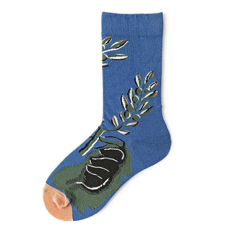 Qisin 1Pairs Women Sock Cartoon Print Creative Fashion Personalized Novelty Men Women Socks Winter Warm Comfortable Cotton Socks
