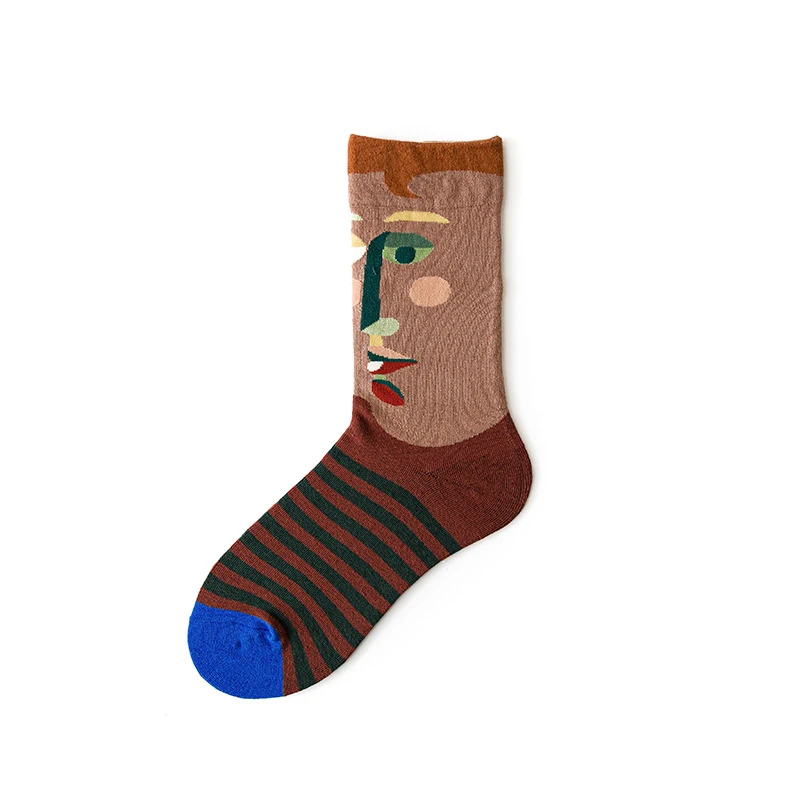 Qisin 1Pairs Women Sock Cartoon Print Creative Fashion Personalized Novelty Men Women Socks Winter Warm Comfortable Cotton Socks
