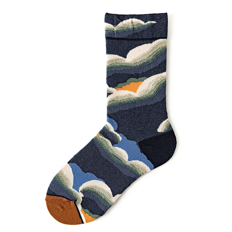 Qisin 1Pairs Women Sock Cartoon Print Creative Fashion Personalized Novelty Men Women Socks Winter Warm Comfortable Cotton Socks