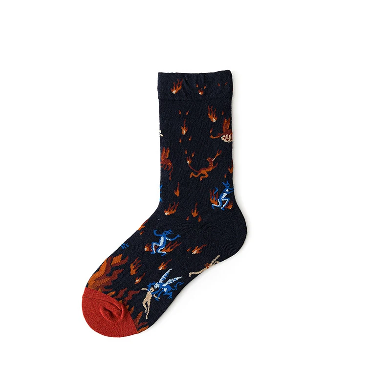 Qisin 1Pairs Women Sock Cartoon Print Creative Fashion Personalized Novelty Men Women Socks Winter Warm Comfortable Cotton Socks