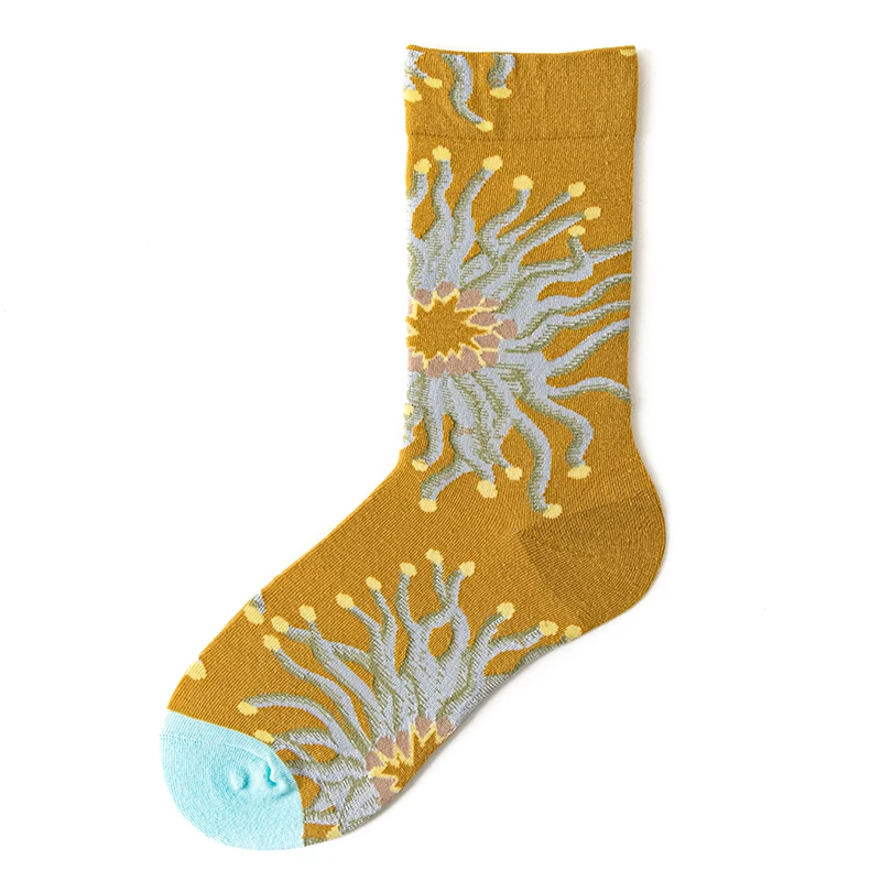 Qisin 1Pairs Women Sock Cartoon Print Creative Fashion Personalized Novelty Men Women Socks Winter Warm Comfortable Cotton Socks