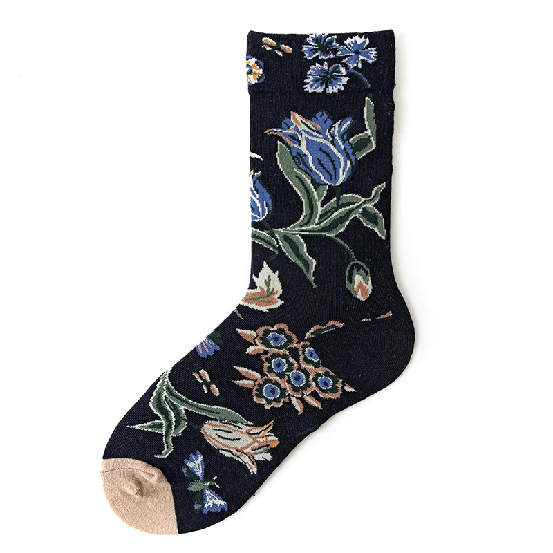 Qisin 1Pairs Women Sock Cartoon Print Creative Fashion Personalized Novelty Men Women Socks Winter Warm Comfortable Cotton Socks
