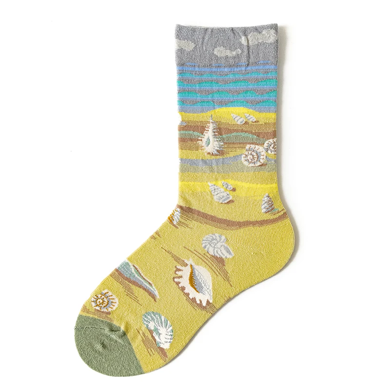 Qisin 1Pairs Women Sock Cartoon Print Creative Fashion Personalized Novelty Men Women Socks Winter Warm Comfortable Cotton Socks