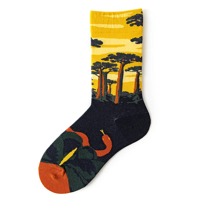 Qisin 1Pairs Women Sock Cartoon Print Creative Fashion Personalized Novelty Men Women Socks Winter Warm Comfortable Cotton Socks