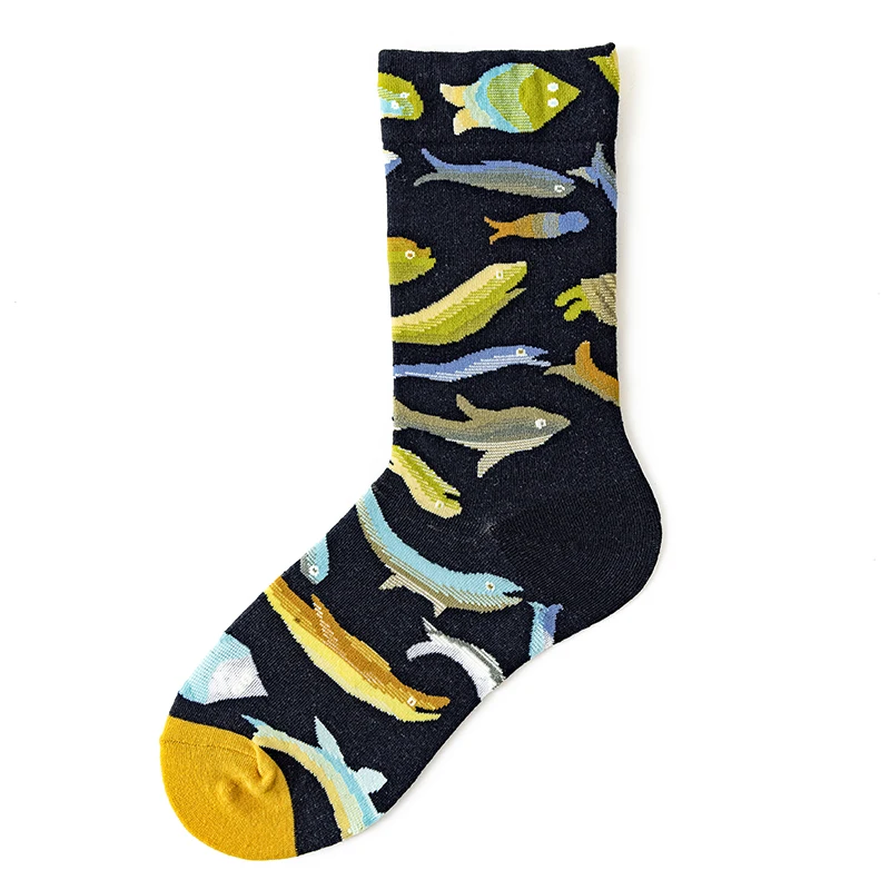 Qisin 1Pairs Women Sock Cartoon Print Creative Fashion Personalized Novelty Men Women Socks Winter Warm Comfortable Cotton Socks