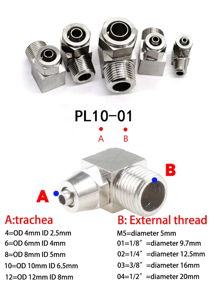 PL 4-M5 M6 Pneumatic Fitting Quick Fast for Air Hose Connector Tube OD 4 6 8 10 12MM Thread 1/8 1/4 3/8 1/2 Perslucht Fittings