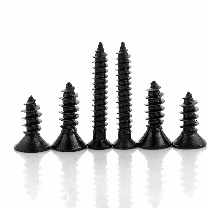 100pcs/lot M1.2 M 1.3 M1.4 M1.5 M1.6 M1.7 1.8 M2.2 2.5 2.6 Black Carbon Steel Phillips Flat Countersunk Mini Self-tapping Screw