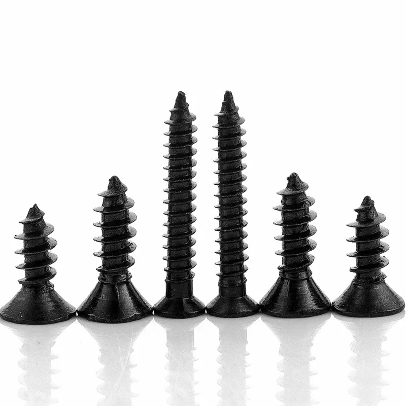100pcs/lot M1.2 M 1.3 M1.4 M1.5 M1.6 M1.7 1.8 M2.2 2.5 2.6 Black Carbon Steel Phillips Flat Countersunk Mini Self-tapping Screw