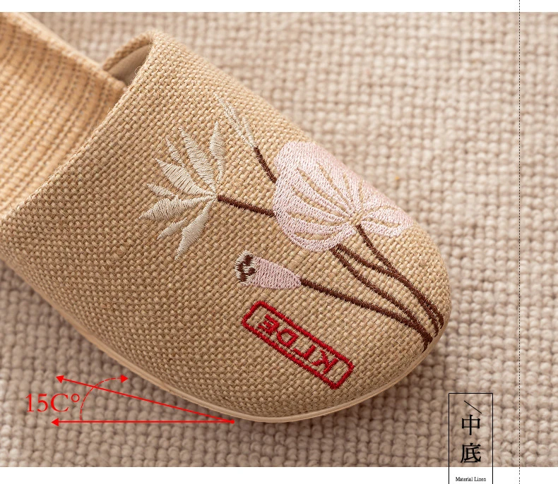 Mntrerm 2023 New Men's and Women's Slippers Baotou Embroidered Linen Slippers Four Seasons Breathable EVA Home Viscose Slippers