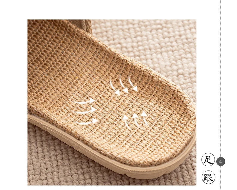 Mntrerm 2023 New Men's and Women's Slippers Baotou Embroidered Linen Slippers Four Seasons Breathable EVA Home Viscose Slippers