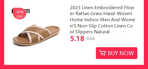 Mntrerm 2023 New Men's and Women's Slippers Baotou Embroidered Linen Slippers Four Seasons Breathable EVA Home Viscose Slippers