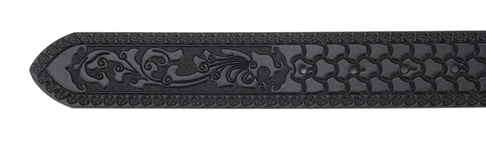 No Buckle Vintage Embossed Belts for Men Cowboy Clothing Accessories Split Leather