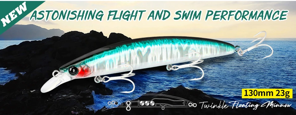 TSURINOYA 140F Ultra-long Casting Floating Minnow STINGER 140mm 24g Artificial Large Hard Bait Weight Sea Fishing Lure