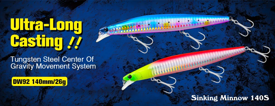 TSURINOYA 140F Ultra-long Casting Floating Minnow STINGER 140mm 24g Artificial Large Hard Bait Weight Sea Fishing Lure