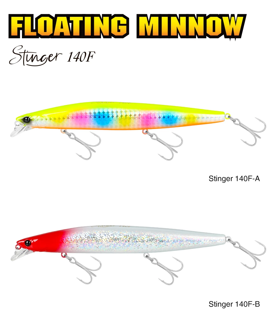 TSURINOYA 140F Ultra-long Casting Floating Minnow STINGER 140mm 24g Artificial Large Hard Bait Weight Sea Fishing Lure