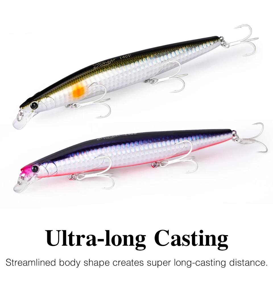TSURINOYA 140F Ultra-long Casting Floating Minnow STINGER 140mm 24g Artificial Large Hard Bait Weight Sea Fishing Lure
