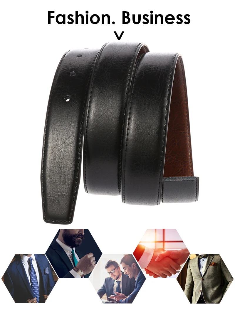 VATLTY 3.3cm Real Leather Belt Men High-quality Natural Cowhide Black Belt Without Buckle No Interlayer Business Belt Male