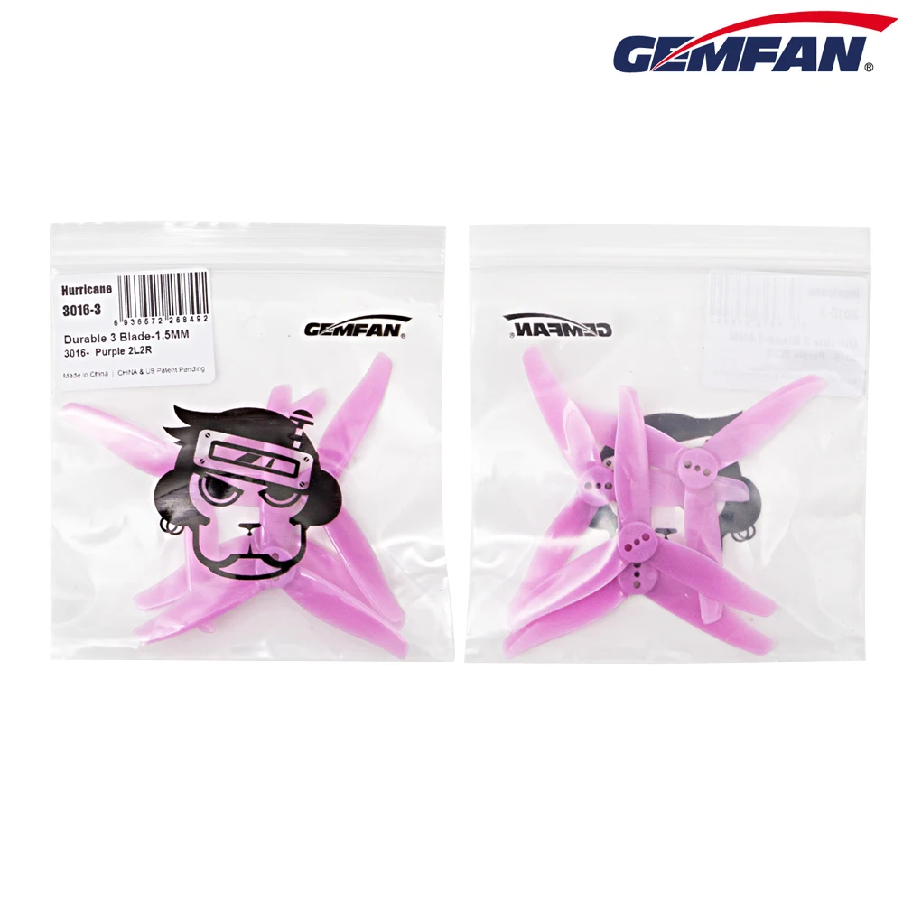 Gemfan Hurricane 3016 3inch Toothpick 3X1.6X3 3-Blade PC Propeller 1.5mm 2mm Hole for RC FPV Racing Drone 1303 5000KV Motor