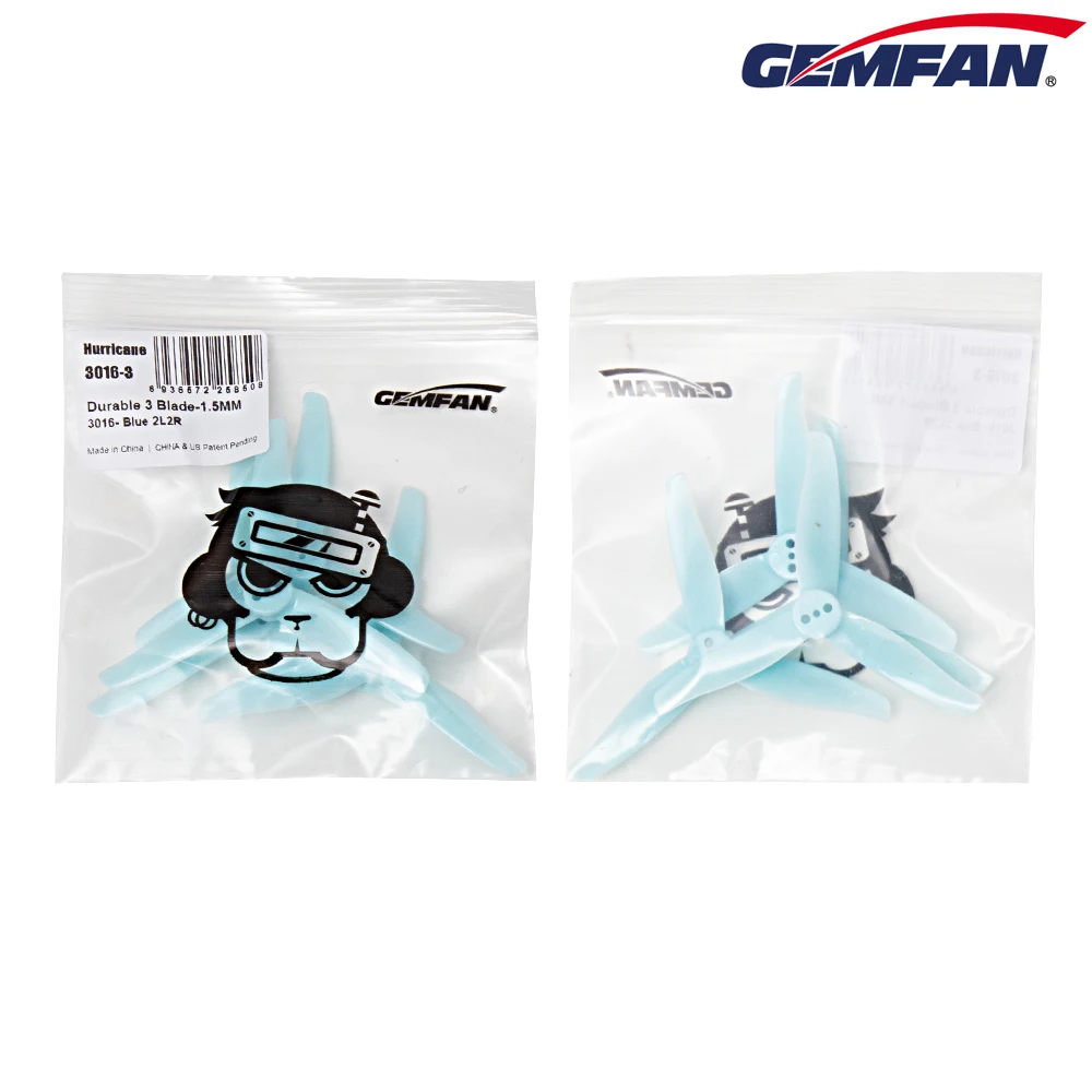 Gemfan Hurricane 3016 3inch Toothpick 3X1.6X3 3-Blade PC Propeller 1.5mm 2mm Hole for RC FPV Racing Drone 1303 5000KV Motor