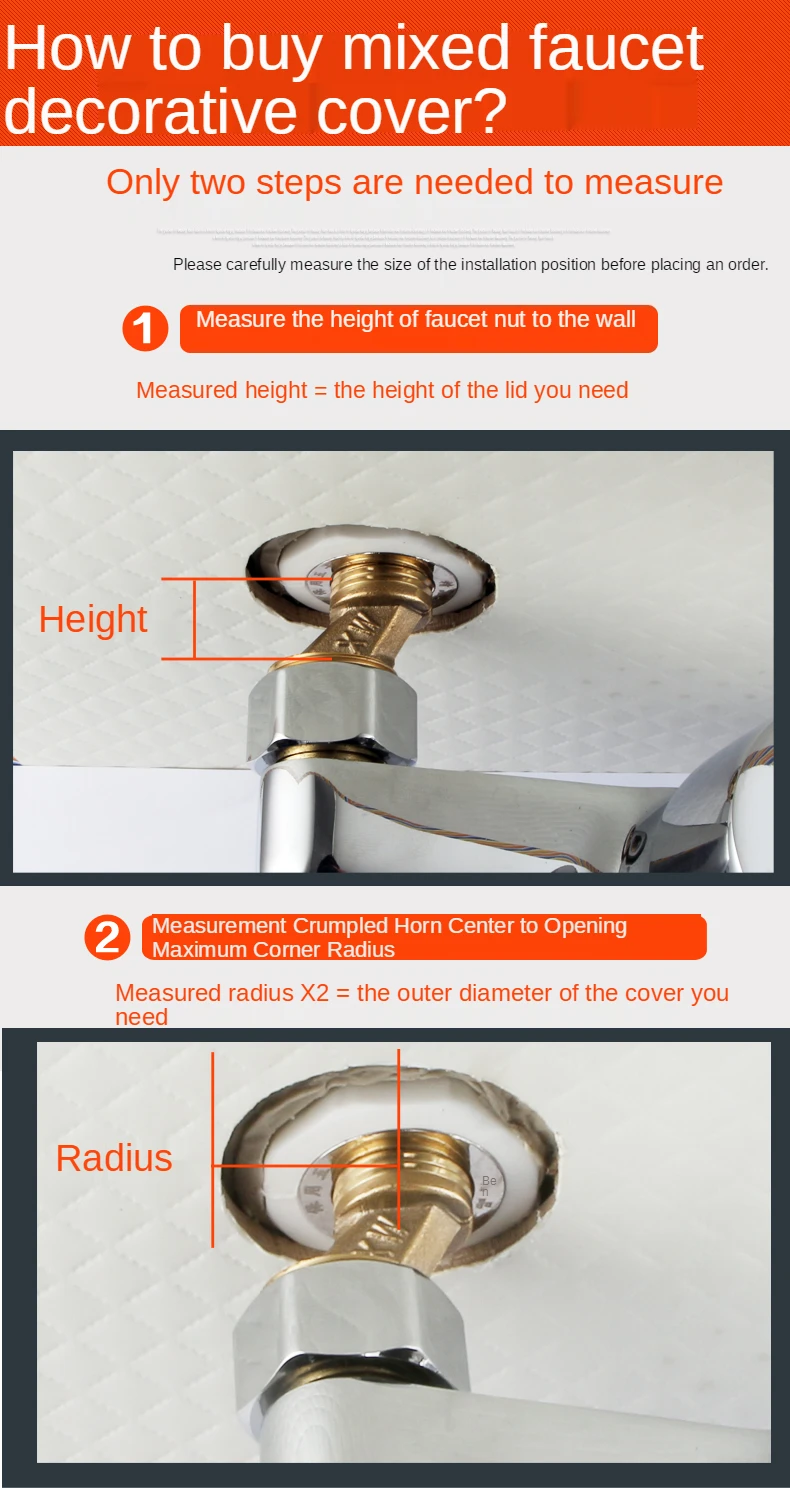 2PCS 1/2"3/4"Faucet Decorative Cover Stainless Steel Water Pipe Connector Heighten Valve Panel Shower Kitchen Faucet Accessories