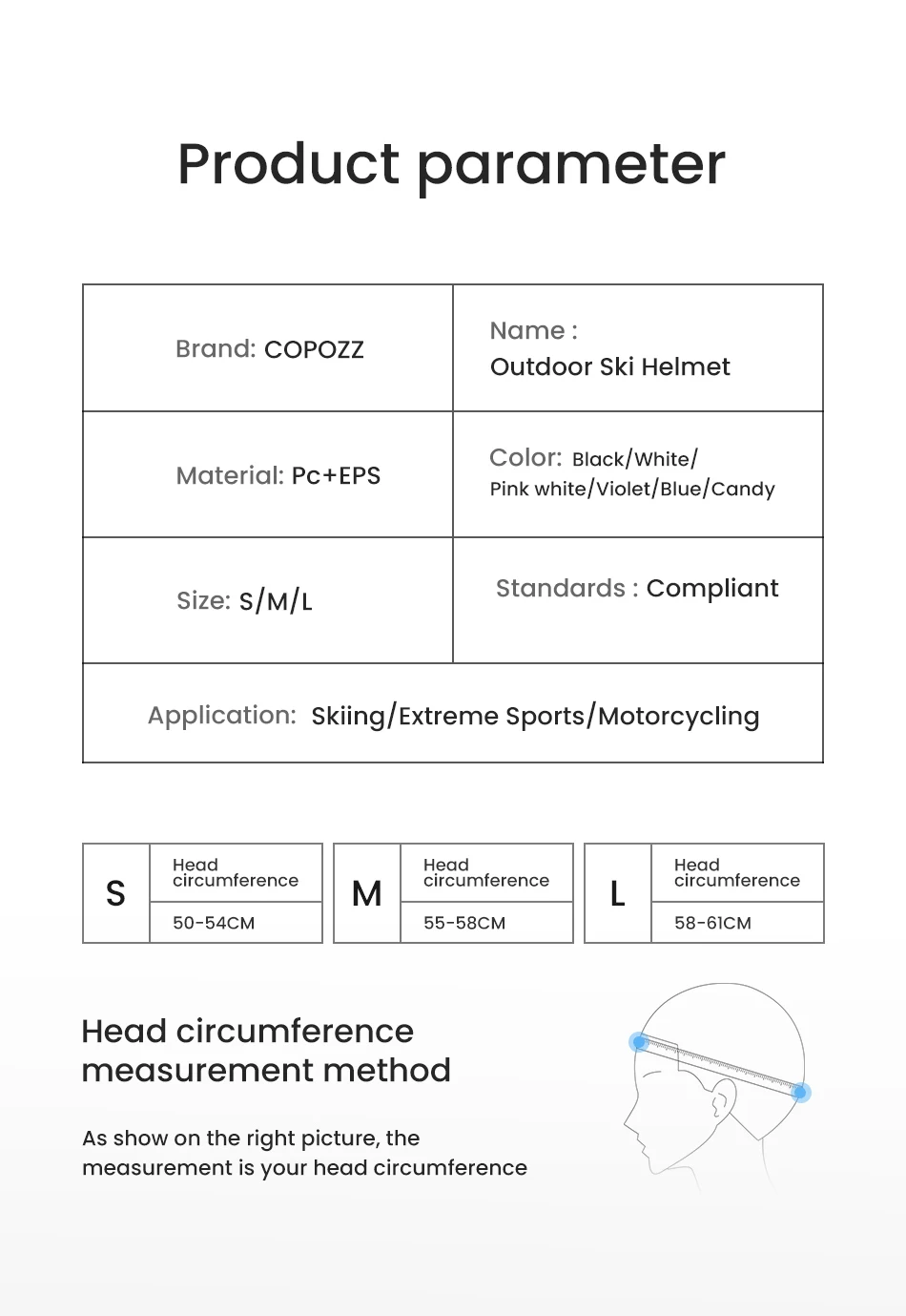 COPOZZ Winter Ski Snowboard Helmet Half-covered Anti-impact Safety Helmet Cycling Snowmobile Skiing Protective For Adult And Kid