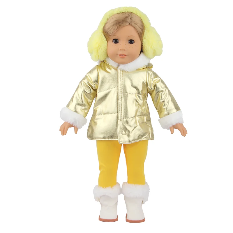 Cute Doll Accessories 18Inch American Doll Hanging Ear Covering Yellow Cartoon Smile Face Winter Clothes For 43cm New Born Doll