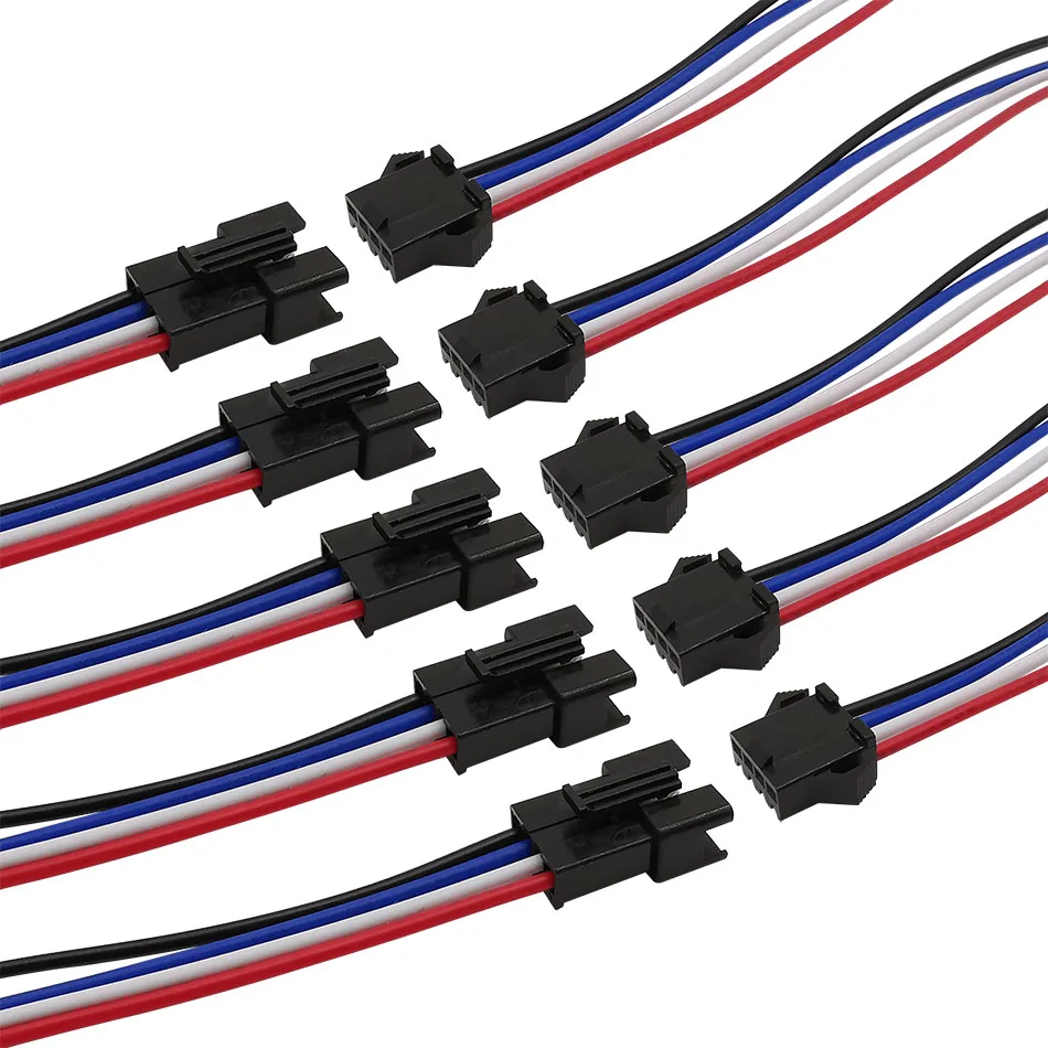 5Pairs JST SM 2P 3P 4P 5P 6 Pin Male Female Plug Socket Wire Cable Connector LED Strip DC Power Cable Lenght 10/15/20cm