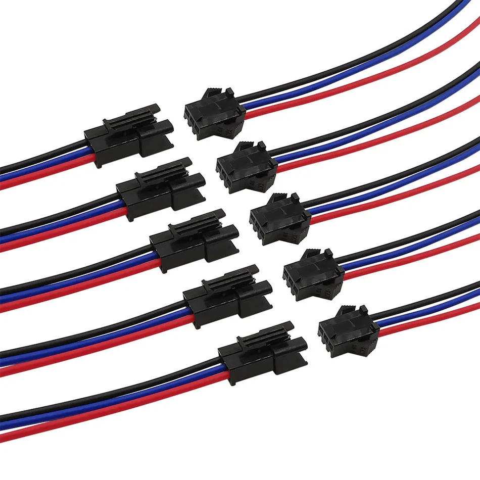 5Pairs JST SM 2P 3P 4P 5P 6 Pin Male Female Plug Socket Wire Cable Connector LED Strip DC Power Cable Lenght 10/15/20cm