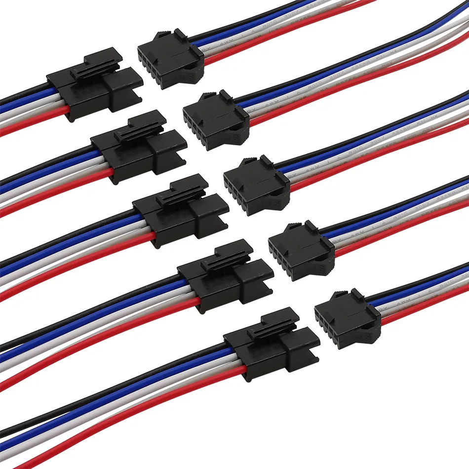 5Pairs JST SM 2P 3P 4P 5P 6 Pin Male Female Plug Socket Wire Cable Connector LED Strip DC Power Cable Lenght 10/15/20cm