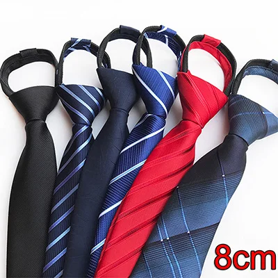 Ties For Men Black Tie Zipper Pre-tied Bow Tie Women's Green Navy Blue Red Neckties Classic 8cm Neck For Men Shirt Cravat Zipper