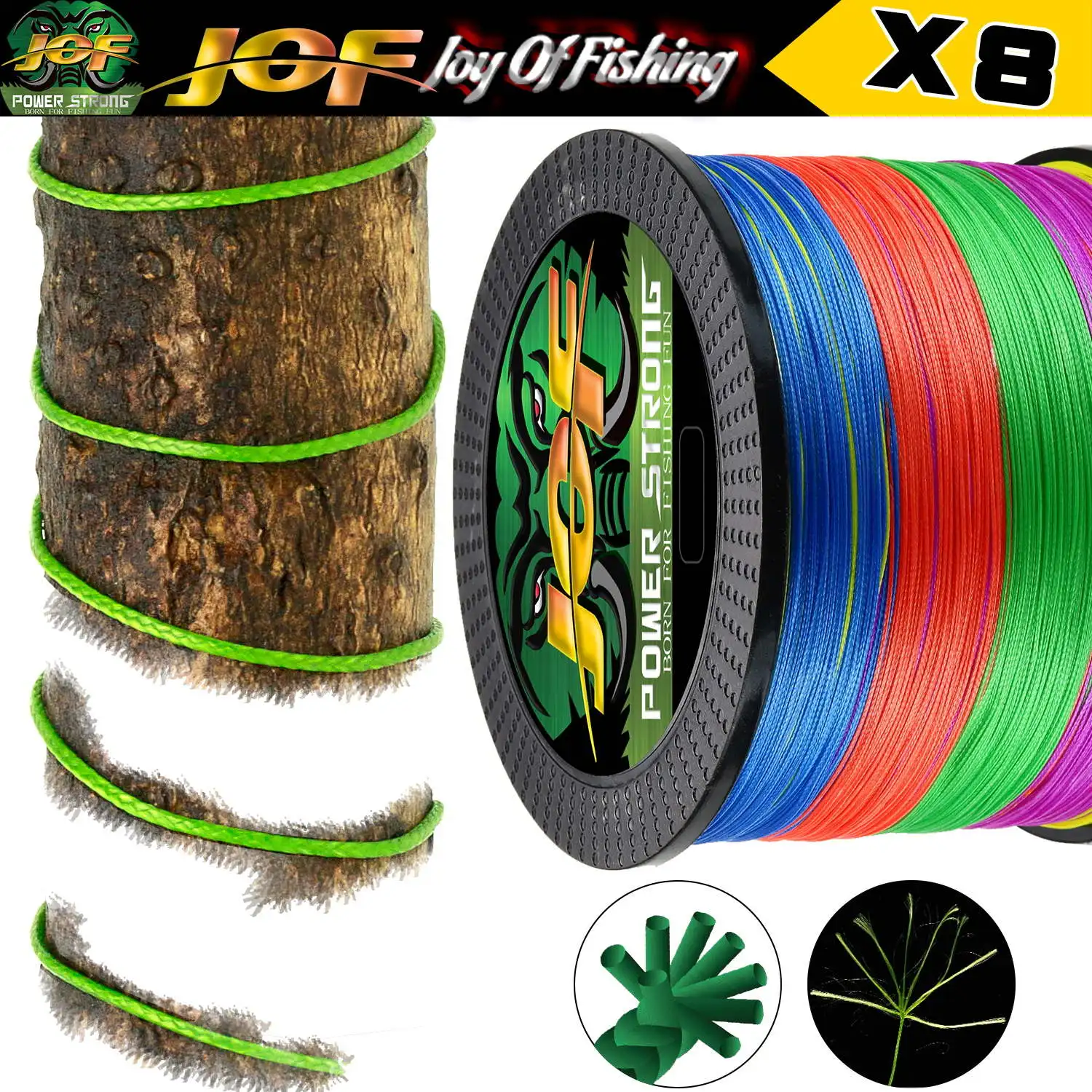 JOF Braided Fishing Line Multifilament Carp Fly 4/8 Strand 300M 500M 1000M Multicolor Japan Spinning Extreme PE Strong Weave
