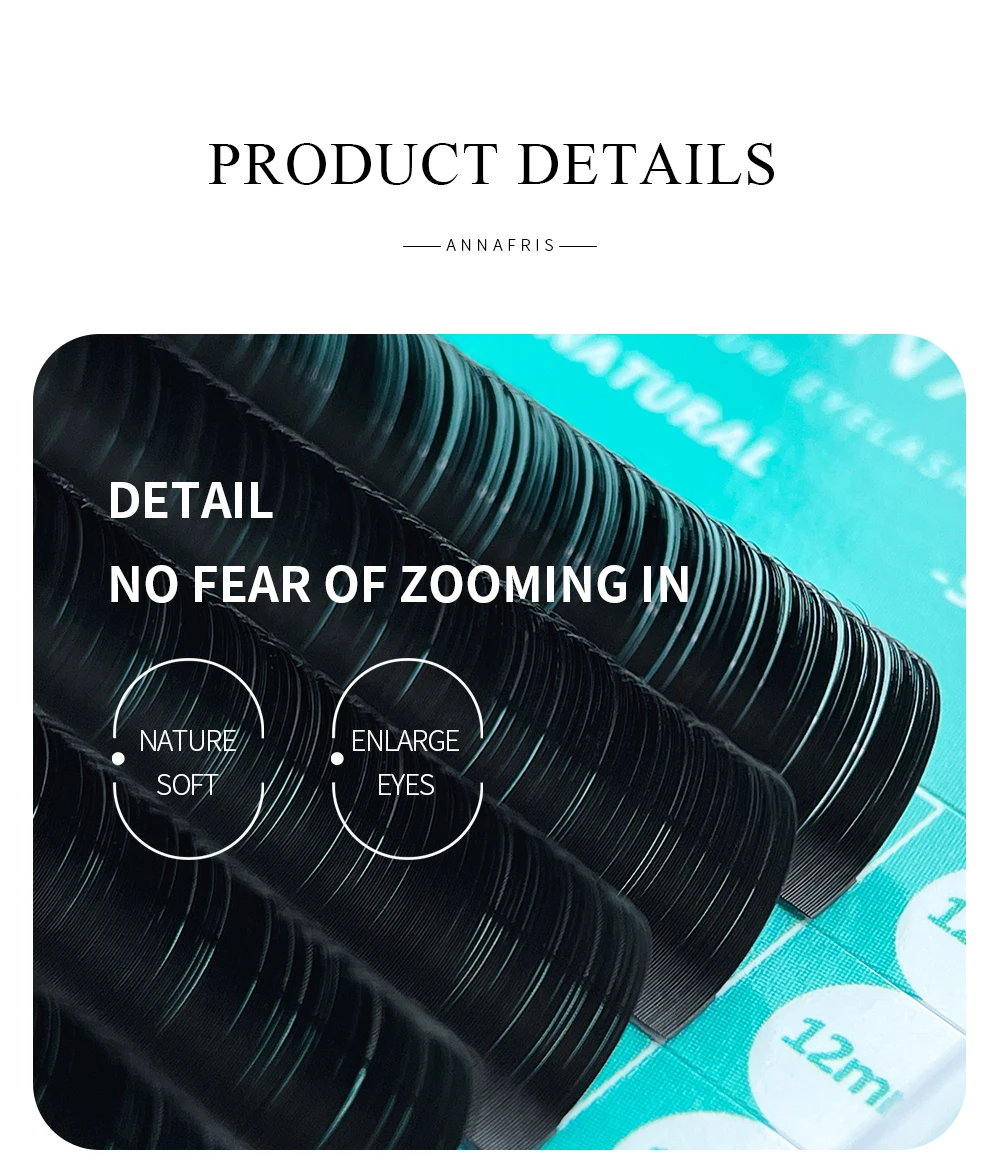 ANNAFRIS Ellipse Flat Eyelashes Extension Nature Matte Faux Mink Individual Split Tips Mixed Lashes Supplies Maquiagem Cilios