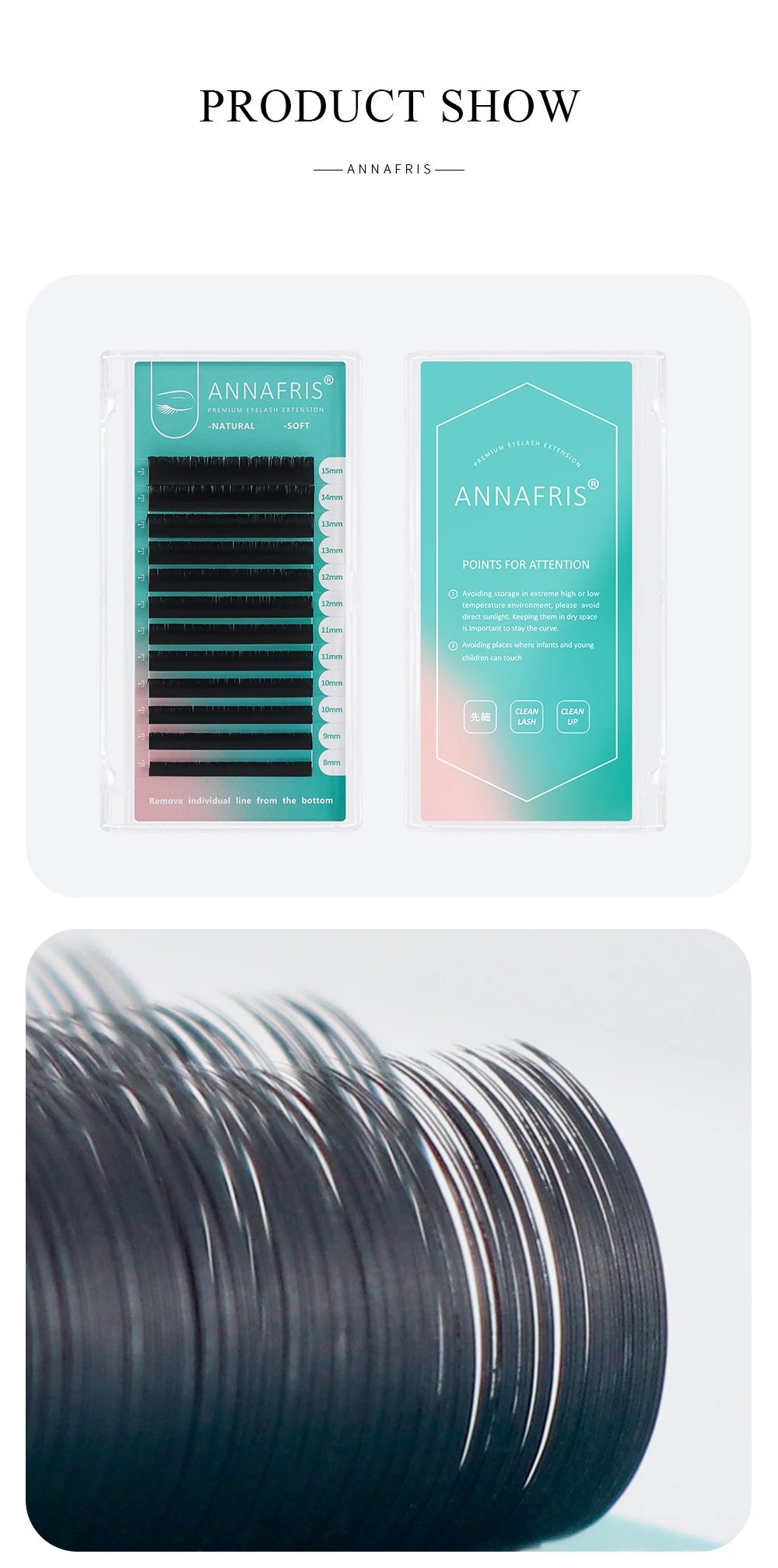 ANNAFRIS Ellipse Flat Eyelashes Extension Nature Matte Faux Mink Individual Split Tips Mixed Lashes Supplies Maquiagem Cilios