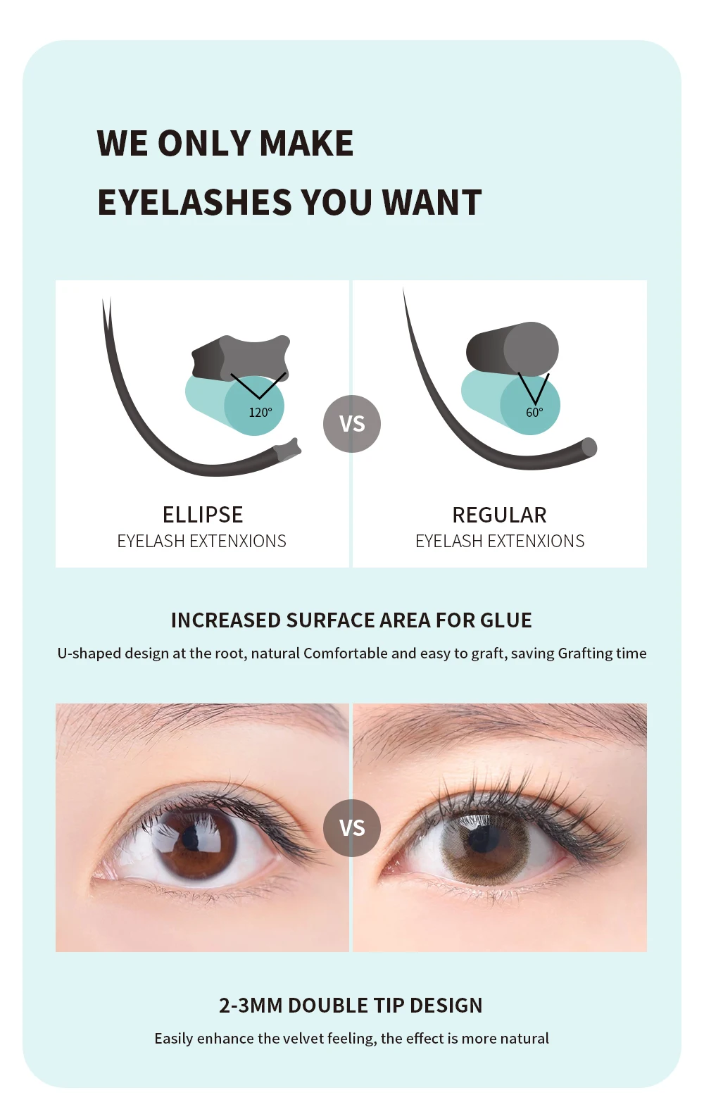 ANNAFRIS Ellipse Flat Eyelashes Extension Nature Matte Faux Mink Individual Split Tips Mixed Lashes Supplies Maquiagem Cilios