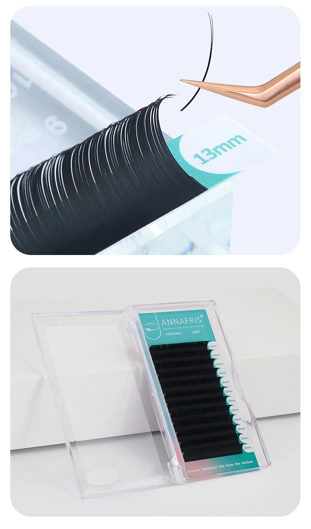 ANNAFRIS Ellipse Flat Eyelashes Extension Nature Matte Faux Mink Individual Split Tips Mixed Lashes Supplies Maquiagem Cilios