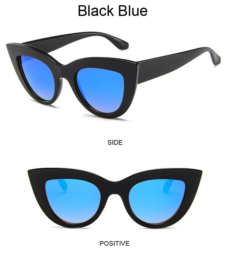 Vintage Cat Eye Sunglasses Woman Retro Brand Cateye Shades Sun Glasses Gradient Mirror Plastic Frame Designer Oculos De Sol