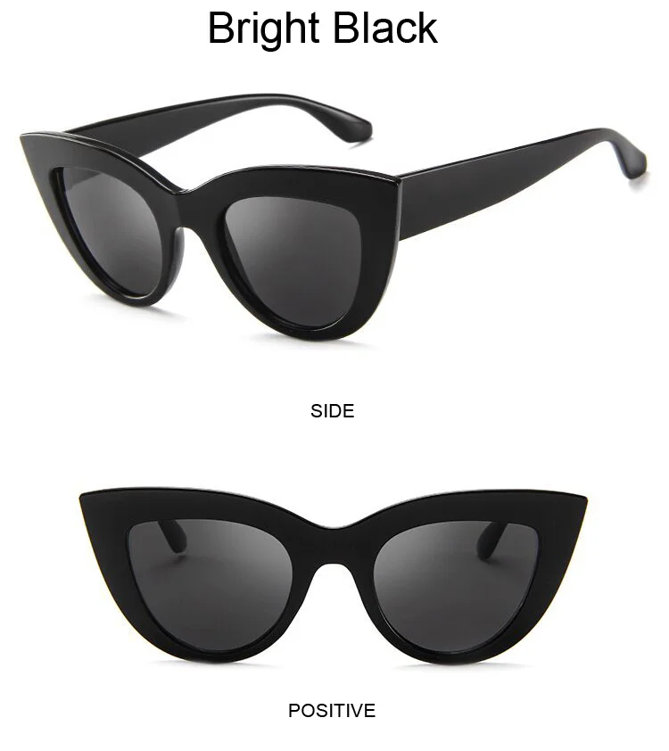 Vintage Cat Eye Sunglasses Woman Retro Brand Cateye Shades Sun Glasses Gradient Mirror Plastic Frame Designer Oculos De Sol