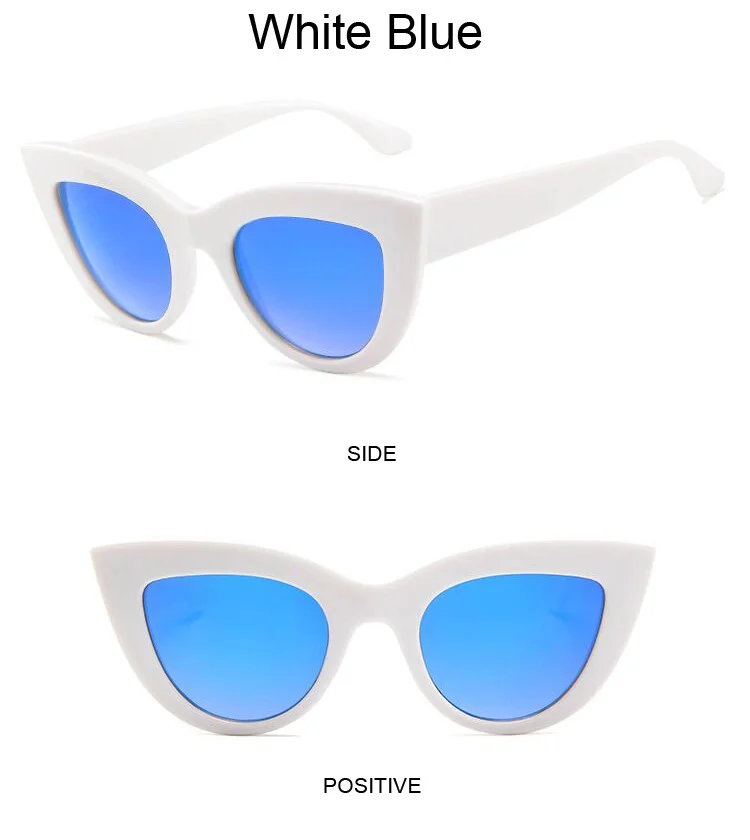 Vintage Cat Eye Sunglasses Woman Retro Brand Cateye Shades Sun Glasses Gradient Mirror Plastic Frame Designer Oculos De Sol