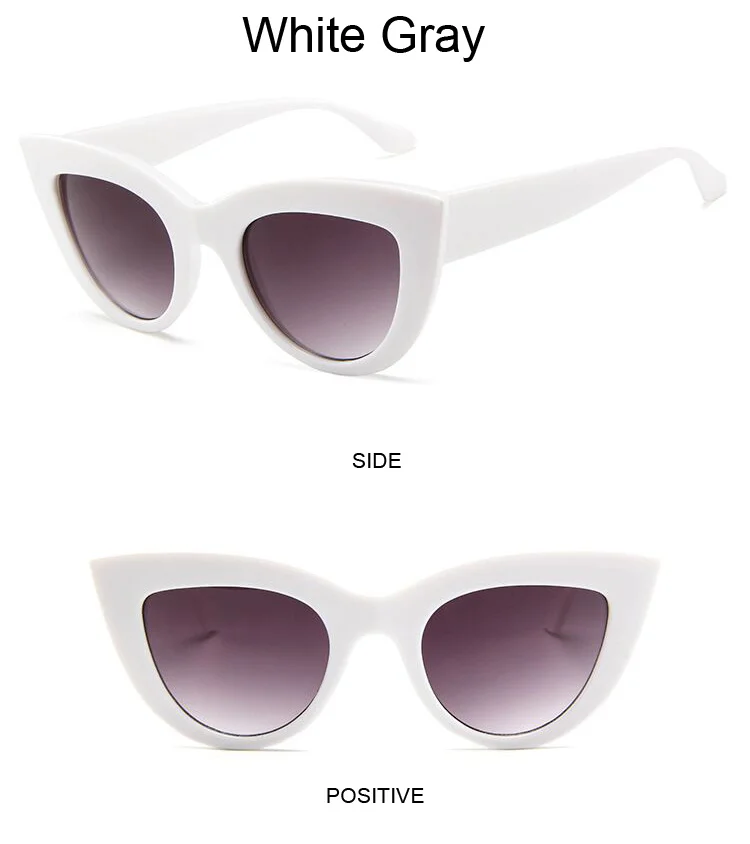 Vintage Cat Eye Sunglasses Woman Retro Brand Cateye Shades Sun Glasses Gradient Mirror Plastic Frame Designer Oculos De Sol