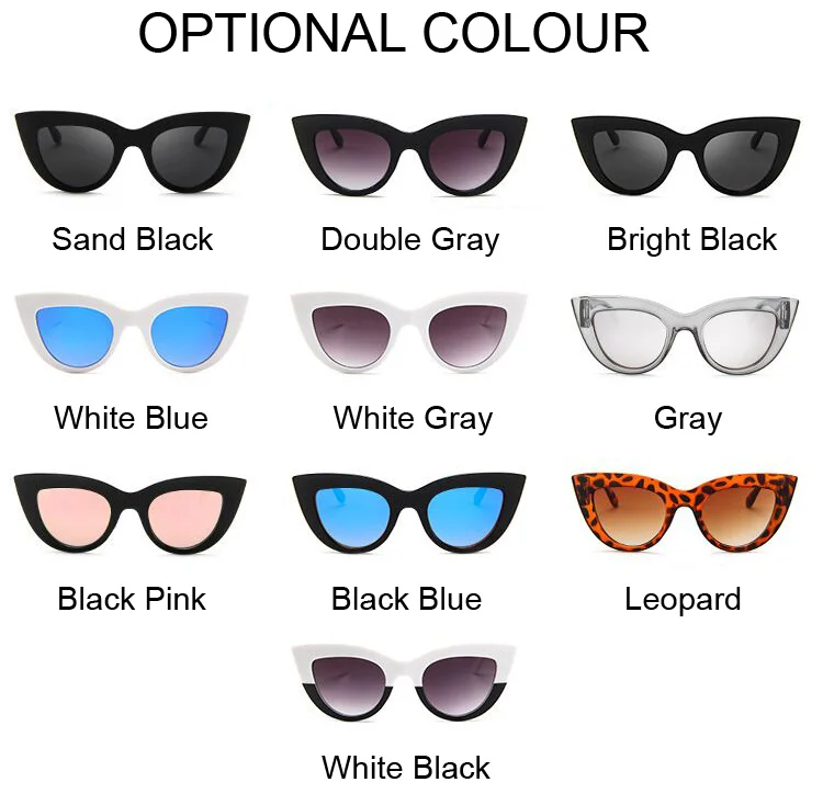 Vintage Cat Eye Sunglasses Woman Retro Brand Cateye Shades Sun Glasses Gradient Mirror Plastic Frame Designer Oculos De Sol